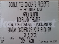 Portland Roseland Theatre Ticket 2014 Gary Numan